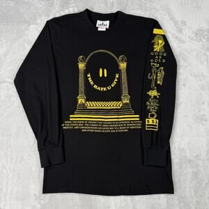 Lopez Montreal Long Sleeve Graphic Shirt Black Yellow Print Made In Canada Sz M